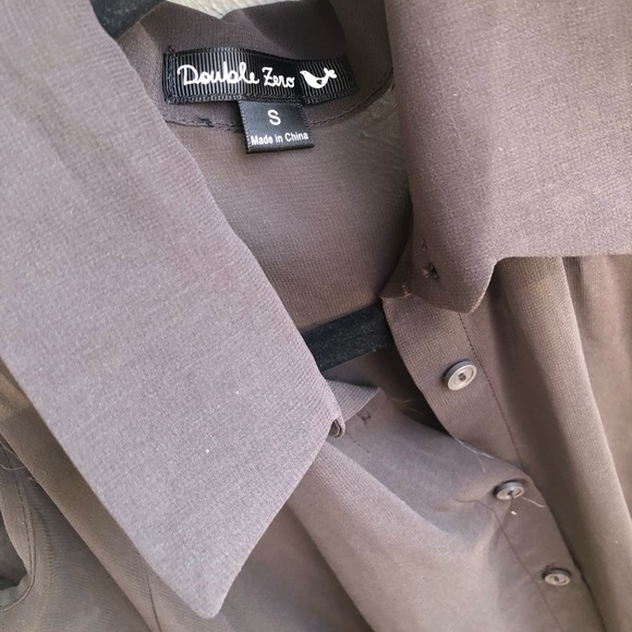 Dark gray sheer button up | high low - Picture 4 of 5